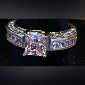 10K Gold Filled Princess Cut Pink Stone Ring